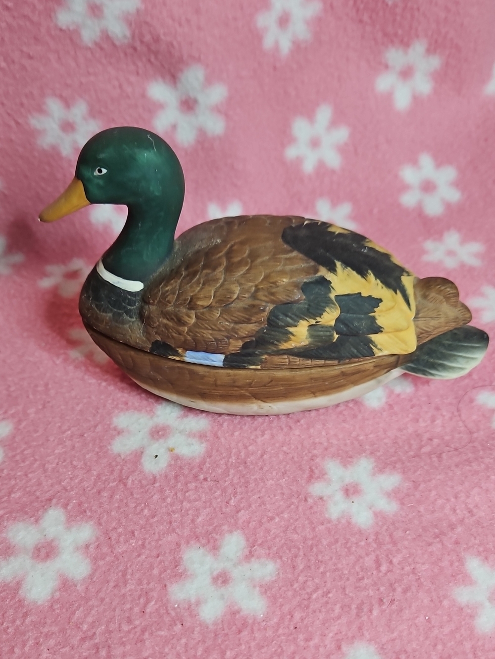 Hand-Painted Mallard Duck Decorative Figurine - Green and Brown